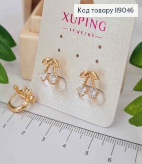 Серьги кольца "ВИШЕНЬКИ" (1,1см) с Блестящими камешками, диаметр 1,1см, Xuping 18К 119046 фото