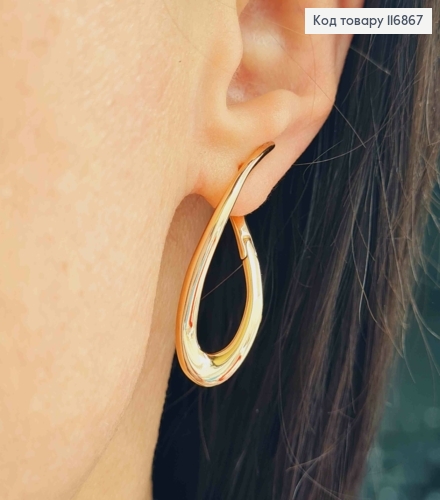 Сережки "Кручена дуга" 4см, англ.заст. Xuping 18К 116867 фото 1