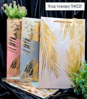 Пакет бумажный с принтом "Золотая Пальмовая ветвь", 42*31*12см, в ассортименте 541221 фото