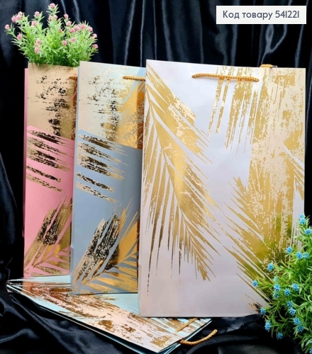 Пакет паперовий з принтом "Золота Пальмова гілка", 42*31*12см, в асортименті 541221 фото 1