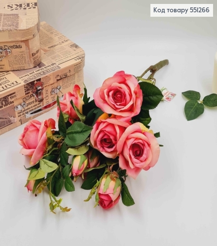 Композиция "Веточка с розовими розами" высотой 55см (очень красивые, как живые) 551266 фото 2
