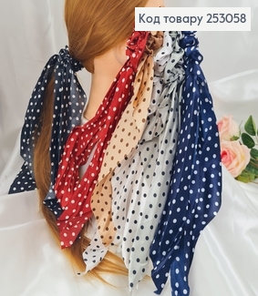 Резинка Твилли, атласна розкошная, 6+25см горох в асорт. 253058 фото