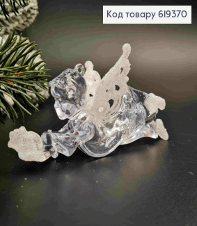 Фигурка "АНГЕЛ", ПРОЗРАЧНЫЙ с блеском, размер 10*6см, новогоднее украшение, пластик. 619370 фото