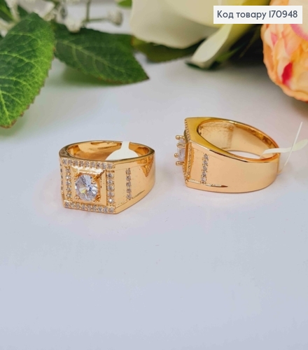 Кольцо печать, с большим камнем, Xuping 18K 170948 фото 1