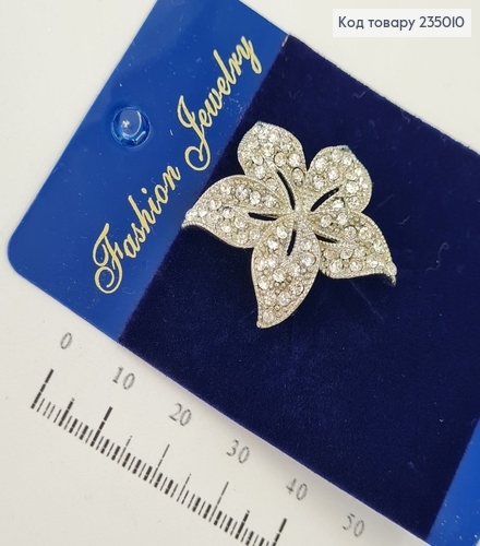 Брошь металл Цветок серебряный 235010 фото 1