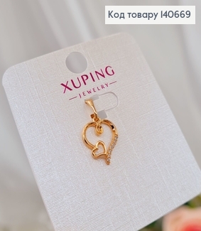 Кулон Сердце с камнями, 1см, Xuping 18К 140669 фото