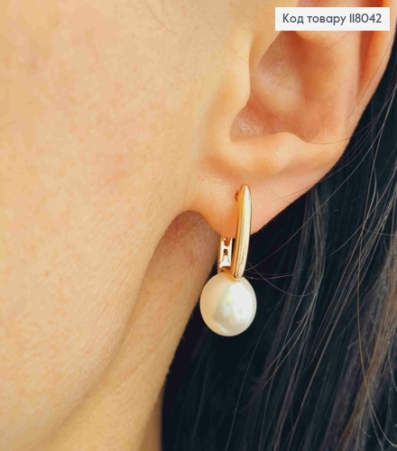 Серьги с жемчужиной, 2,4см, английская застежка, Xuping 18K 118042 фото 3