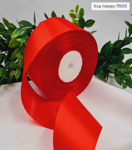 Лента атласная КРАСНАЯ (цвет 026), ширина 5см, длина 36 ярдов (33м) 715013 фото 1