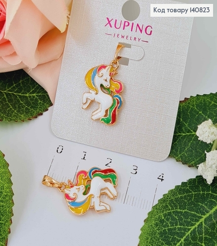 Кулон, "Единорог" цветной, 2см, Xuping 18K 140823 фото 1