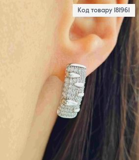 Сережки родовані "Блиск" прикрашені Блискучими камінцями, 1,9см, англійська застібка, Xuping 181961 фото