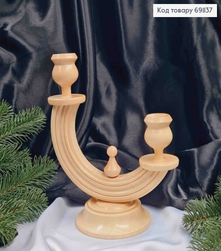 Підсвічник дерев'яний "БУК СВІТЛИЙ", висота 19,5см, ручна робота, Україна 691137 фото 1