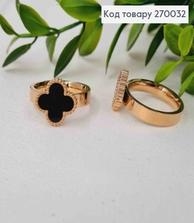 Кольцо медного цвета, Van Cleef с Черной эмалью, сталь Stainless Steel 270032 фото