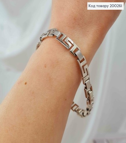 Браслет родований, VERSACE плетіння пластинами 17+2см, ширина 7мм, Xuping 200261 фото 2