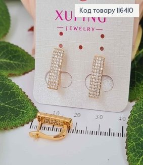 Серьги, пластинка в камешках, 1,6см, англ. зам. Xuping 18K 116410 фото