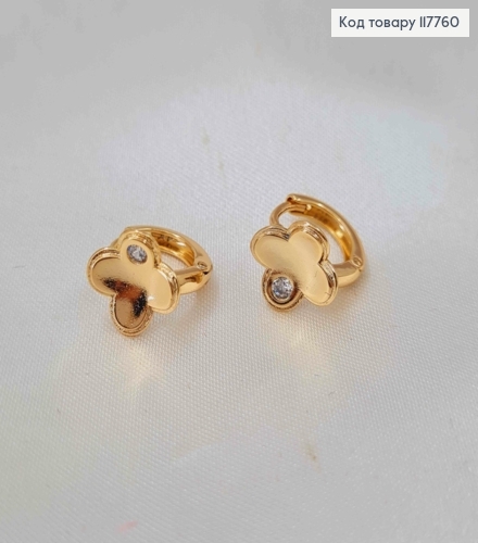 Сережки кільця, "Чотирилисник" з камінчиком, 1,1см, Xuping 18К 117760 фото 2