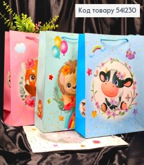 Пакет бумажный с принтом "Милые зверьки", 32*26*10см, в ассортименте 541230 фото