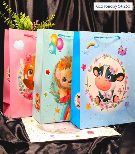 Пакет бумажный с принтом "Милые зверьки", 32*26*10см, в ассортименте 541230 фото 1