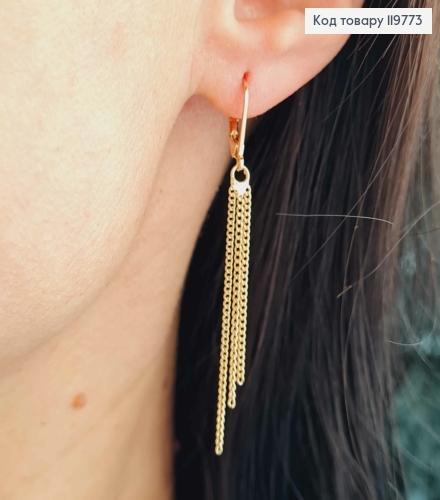 Серьги с подвесными тремя цепочками, длина 1,5+4,1см, застежка леврбек, Xuping 18K 119773 фото 1