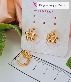 Серьги кольца 1см, "Пять шариков" в виде цветочка, Xuping 18K 115756 фото