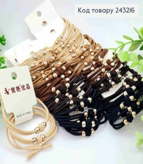 Резинка на планшетке (3шт), шнурок с Бусинками, 5,5см, Пастельные цвета в ассортименте 243216 фото