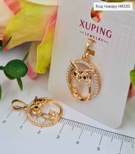 Кулон "СОВА" в оправі з камінців, 2,2см, Xuping 18К 141020 фото 2