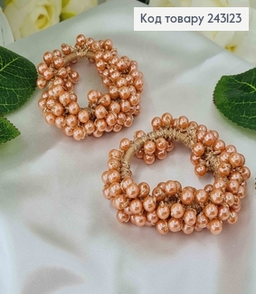 Резинка 7,5см прошита БЕЖЕВИМИ бусинками  243123 фото