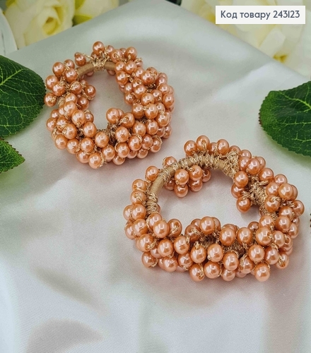 Резинка 7,5см прошита БЕЖЕВИМИ бусинками  243123 фото 1