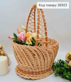 Кошик плетений овальний, "КОБРА", 32*28*14см, +ручка 19см,  УКРАЇНА 283123 фото