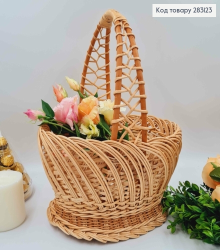 Кошик плетений овальний, "КОБРА", 32*28*14см, +ручка 19см,  УКРАЇНА 283123 фото 1