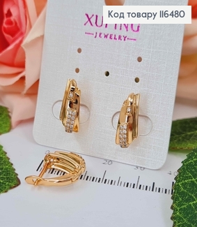Серьги "Фантазия" с камешками, 1,5см, англ. зам. Xuping 18K 116480 фото