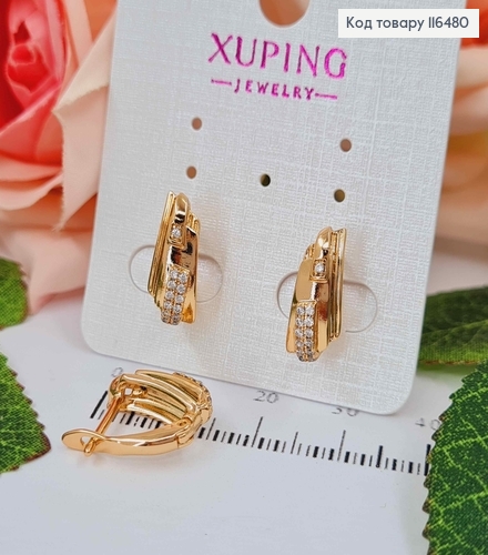 Серьги "Фантазия" с камешками, 1,5см, англ. зам. Xuping 18K 116480 фото 1