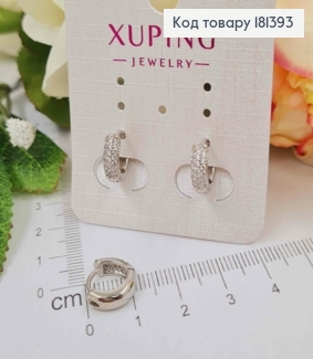 Сережки родовані, кільця 1см, в камінцях, шир.3мм, Xuping  181393 фото