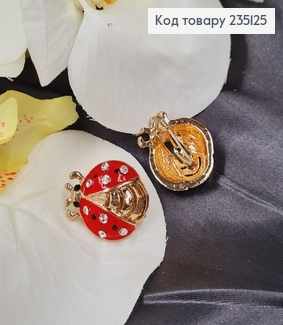 Брошка Божья Коровка с камнями, 2,5*1,8см 235125 фото