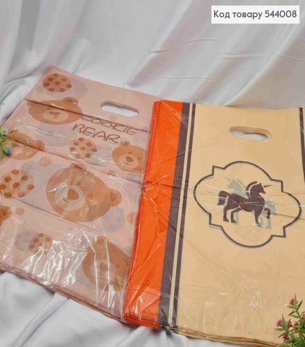 Пакет полиэтиленовый, Большой, "с Мишкой" и "с Единорогом" в ассортименте, 100шт/уп, 44*35см 544008 фото 1