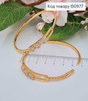 Браслет Овальный "Три цветочка" из камней, длина 19,1см, Xuping 18K 150977 фото