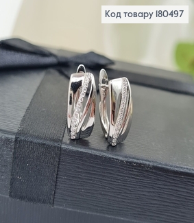Серьги родированные с камнями 1,6х0,9см   Xuping   180497 фото