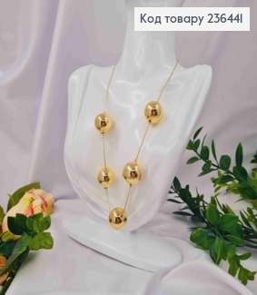 Біжутерія на шию п'ять БУСИНОК (2см) на ланцюжку, 42+6см, Лимонного кольору, Fashion Hand Made 236441 фото