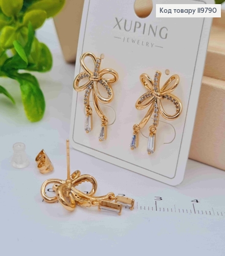 Серьги гвоздики "Цветок" с Блестящими камешками, размер 1,9 см, Xuping 18K 119790 фото 2