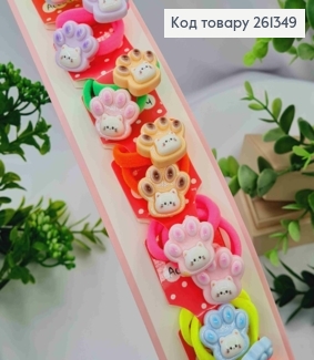 Набор резинок (20шт), ЛАПКИ с Котиками, Яркие цвета, резинка 3,5см, фигурки 2*2см 261349 фото