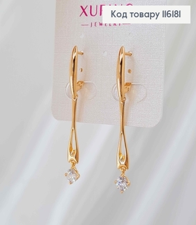 Серьги "Время" с подвеской камешком, 3см, англ. зам. Xuping 18K 116181 фото