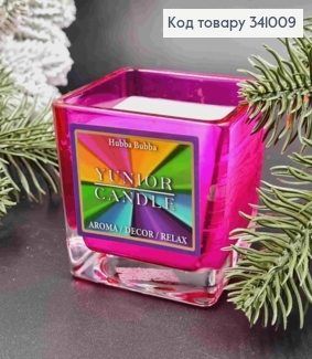 Аромасвічка стакан Hubba Bubba, 70*70*70мм, 18год/горіння, (aroma/dekor/relax), YUNIOR CANDLE 341009 фото