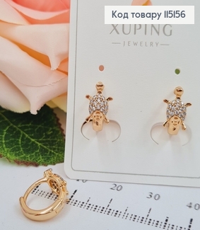 Серьги кольца Ракушки с камешками, 1см, Xuping 18K 115156 фото