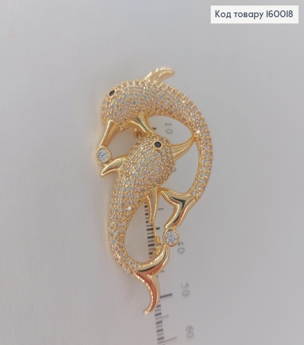 Брошка Дельфины с камнями 18K Xuping 160018 фото 2