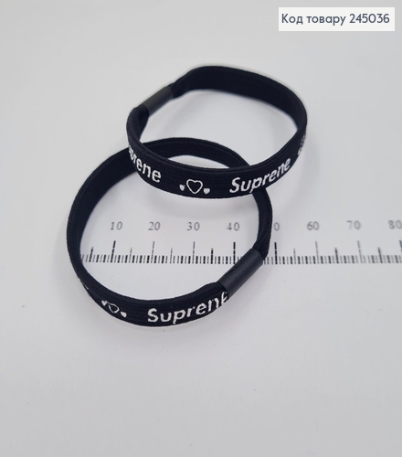 Резинка шнурок чорная с надписью в асс. 10 шт / уп. цена за уп. 245036 фото 2