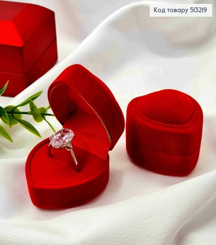 Коробка велюр, Сердце с тиснением, 4,5*4,5*3см, Красного цвета 513219 фото 1