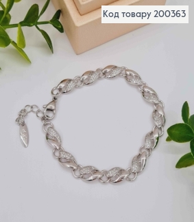 Браслет родованный украшен блестящими камешками, длина 17+3см, Xuping 200363 фото