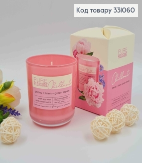 Аромасвечка стакан СОЕВА, Chillout (peony+linen+green leaves), 150г/33 часа горения, Польша 331060 фото