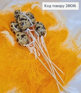 Набор декоративных пастыковых яиц на деревянном палочке 6 шт 4х6 см высота 26 см 281016 фото