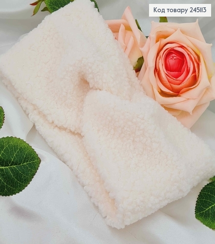 Пов'язка чалма, Каракуль БІЛОГО  кольору, діаметр 46см, ширина 12см (тягнеться) Україна 275004 фото 1