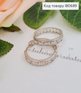 сережки родированые кольца с камнями, 2см, Xuping 18K 180689 фото